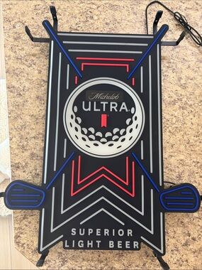 Michelob Ultra Neon Golf Sign - Black, White, Blue, Red